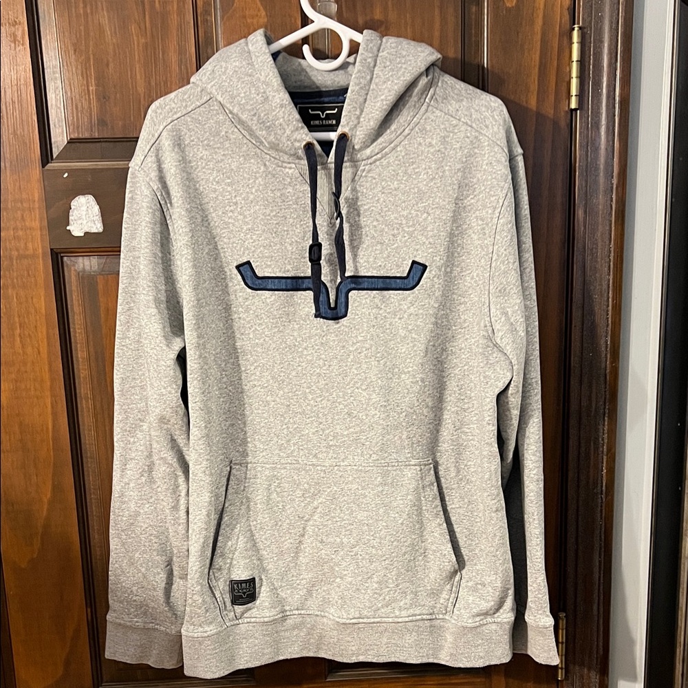 Kimes Ranch Gray Hoodie with Navy Accents